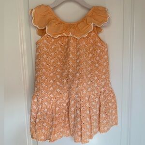 Zara Kids Peach and White Floral Embroidered Dress